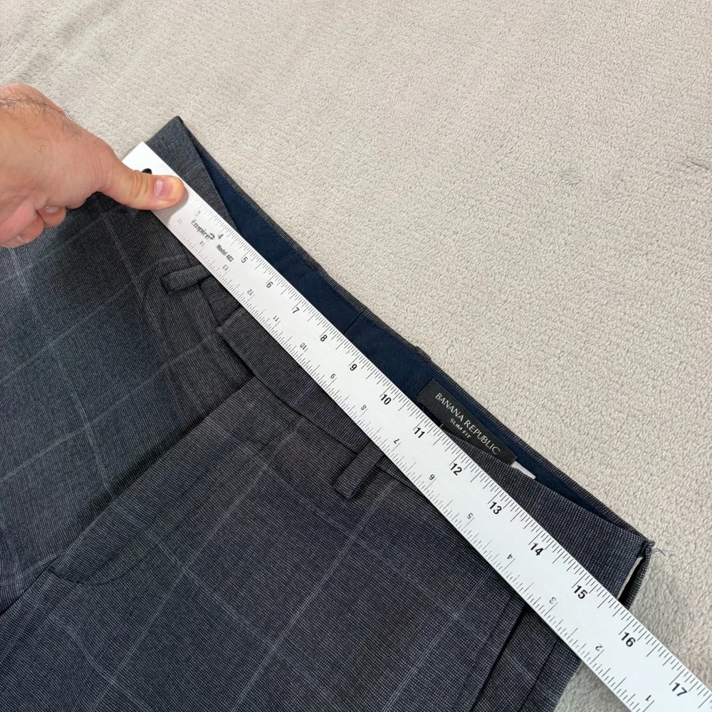 Banana Republic Slim Fit Dress‎ Pants Men 30x30 Grey Stretch Wool Windopane